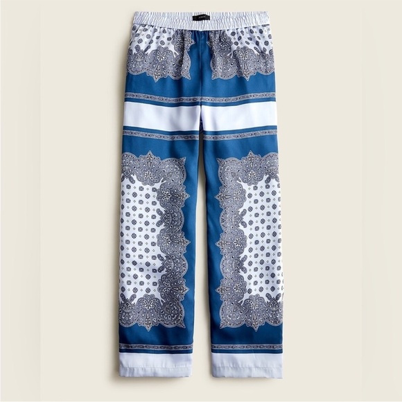 J. Crew Pants - J.Crew Pull On Cropped Pant Scarf Border Print Boho Resort Beach Small